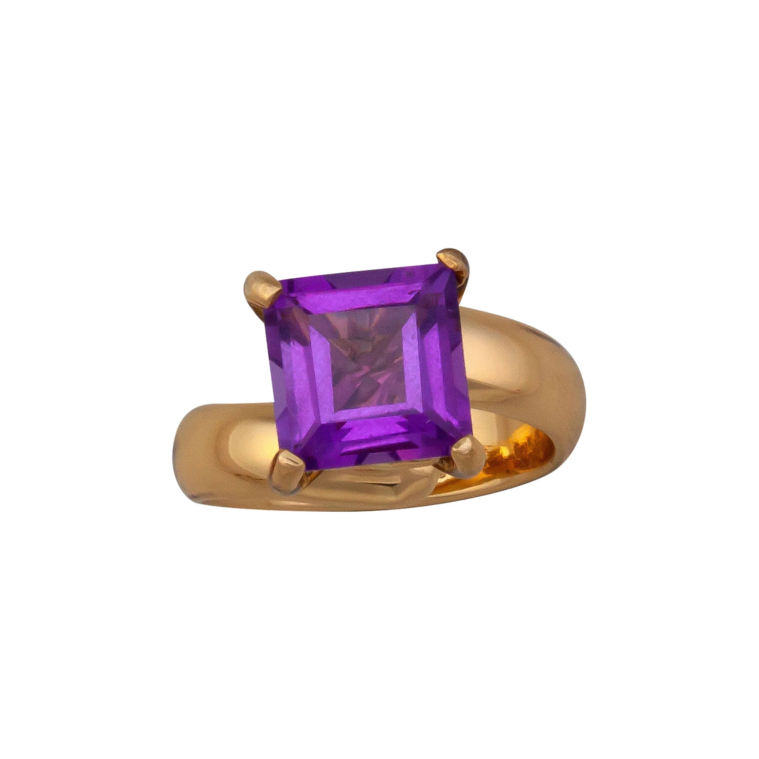 Alchemia Amethyst Square Prong Set Adjustable Ring