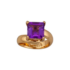 Alchemia Amethyst Square Prong Set Adjustable Ring