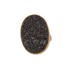 Alchemia Black Druse Oval Adjustable Ring