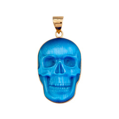Sterling Silver Fiber Optic Skull Pendant - Large