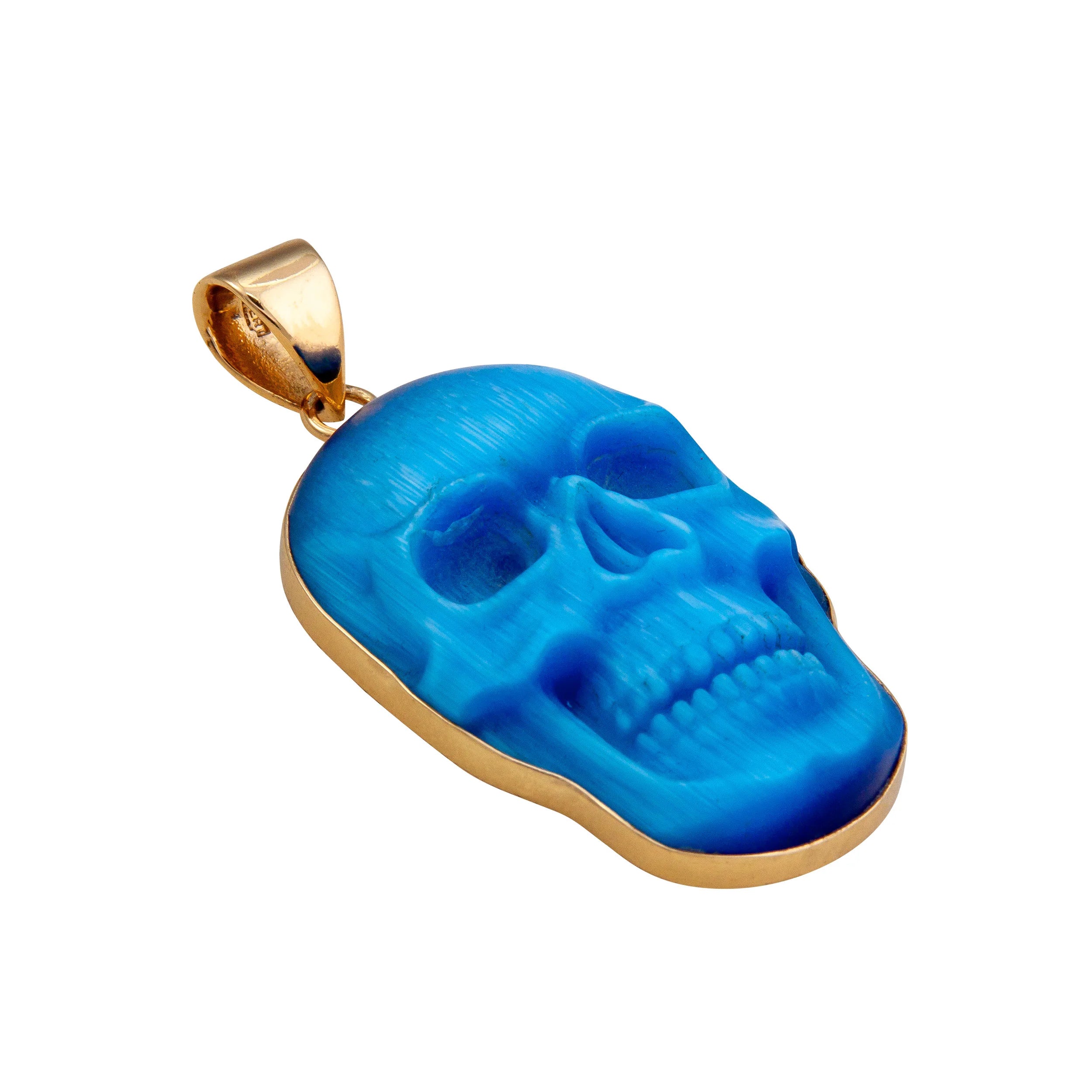 Sterling Silver Fiber Optic Skull Pendant - Large