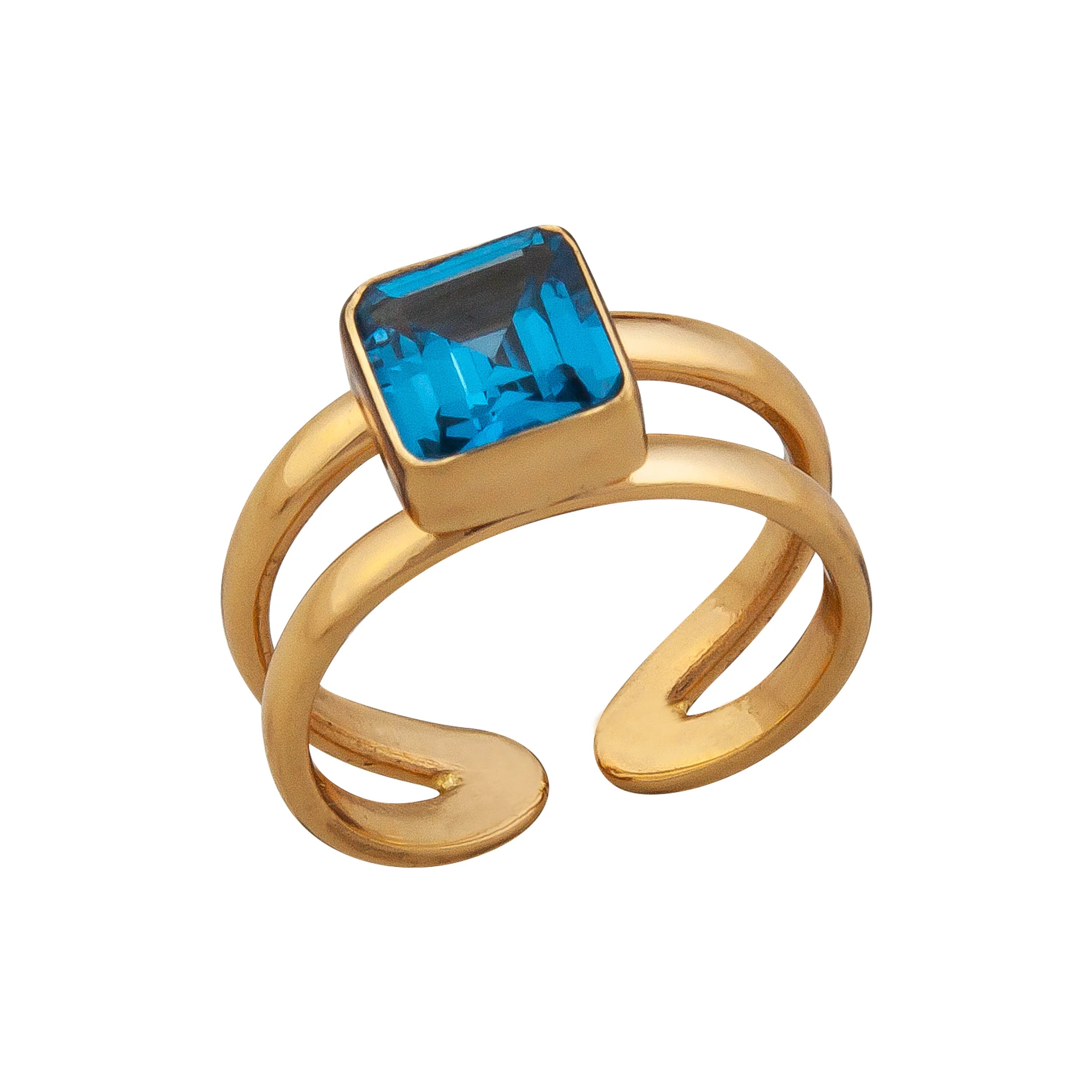 Alchemia Lab Created Blue Zircon Adjustable Cuff Ring