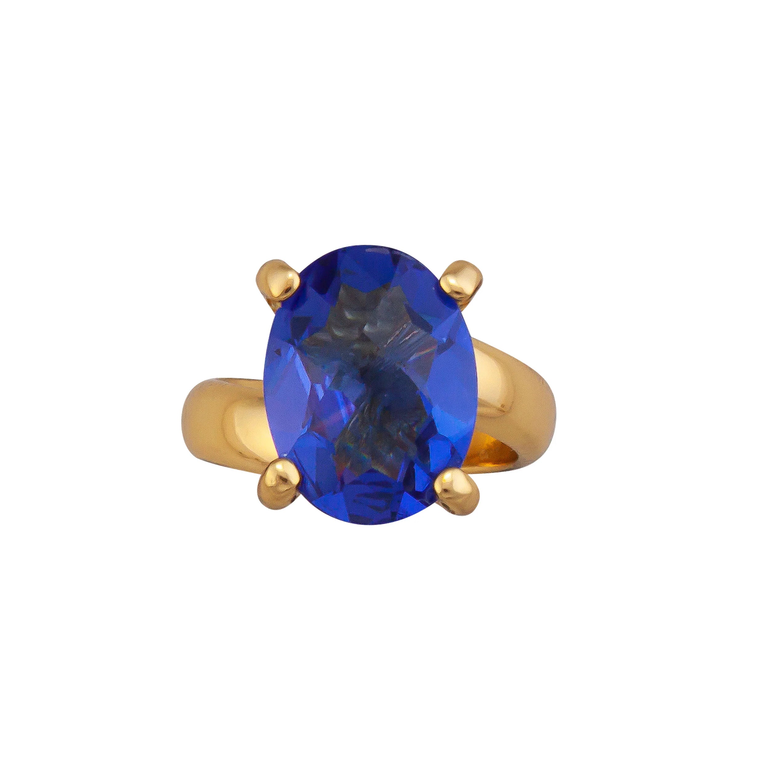 Alchemia Lab Created Tanzanite Oval Prong Set Adjustable Ring