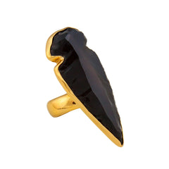 Alchemia Obsidian Arrowhead Adjustable Ring - Warrior’s Edge