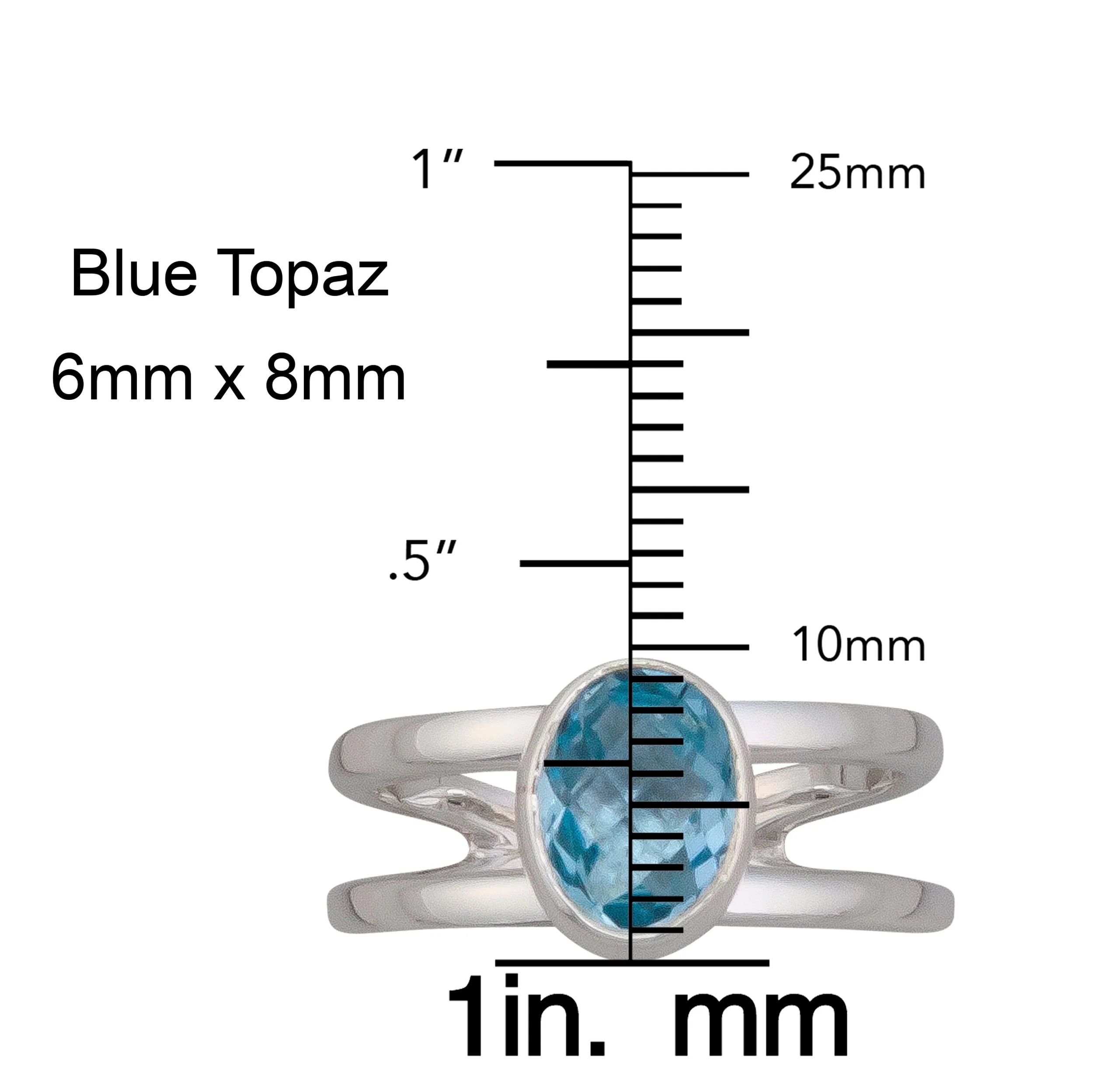 Sterling Silver Blue Topaz Adjustable Cuff Ring