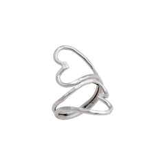Sterling Silver Double Heart Hammered Adjustable Ring