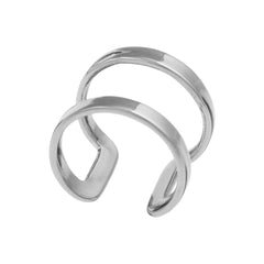 Sterling Silver Endless Mid-Finger Adjustable Cuff Ring