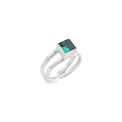 Sterling Silver Green Quartz Adjustable Cuff Ring