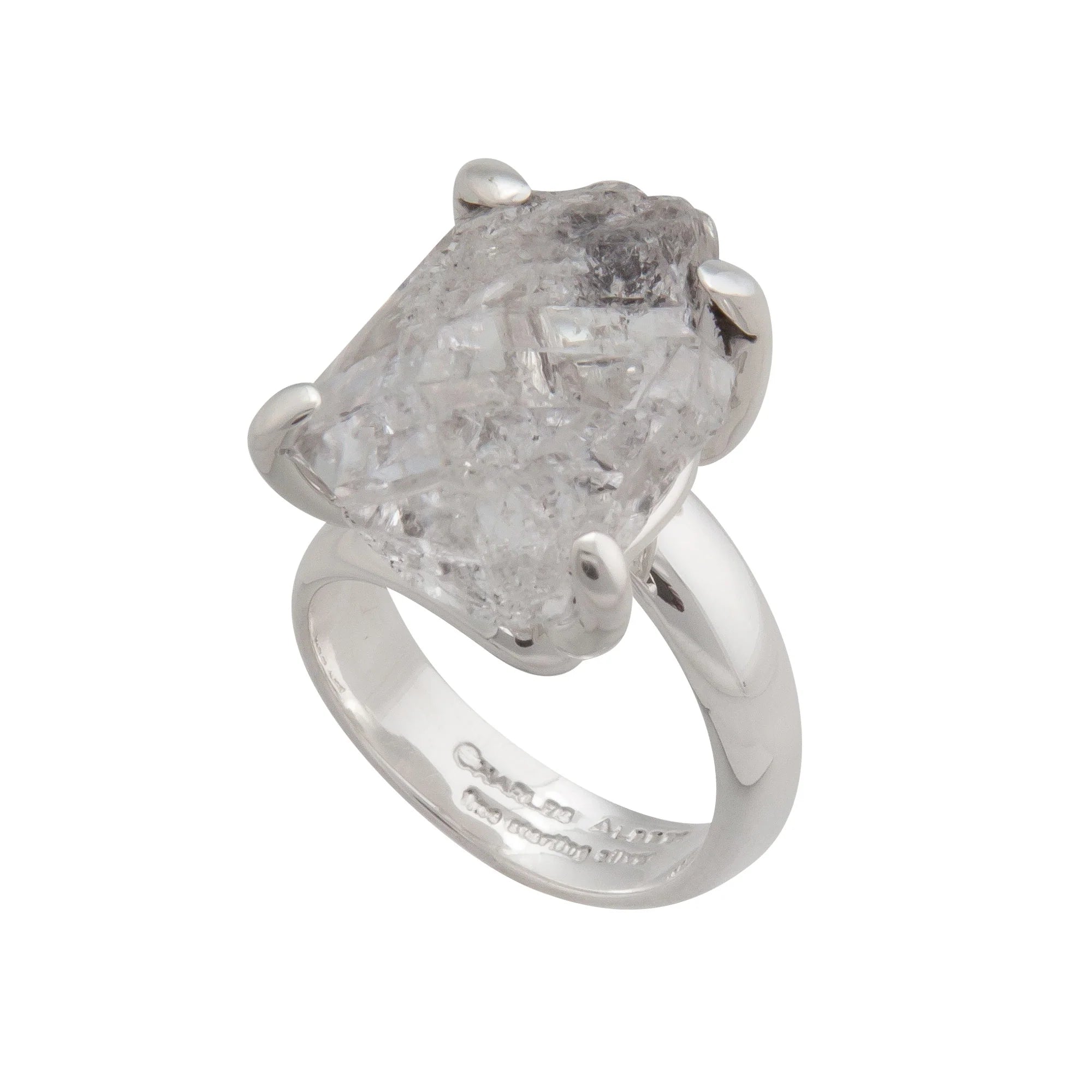 Sterling Silver Herkimer Diamond Prong Set Adjustable Ring