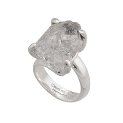 Sterling Silver Herkimer Diamond Prong Set Adjustable Ring