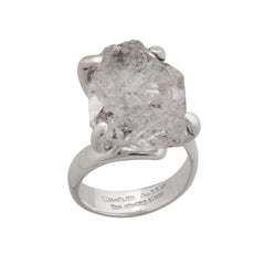 Sterling Silver Herkimer Diamond Prong Set Adjustable Ring