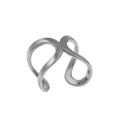 Sterling Silver Infinity Mid-Finger Adjustable Cuff Ring