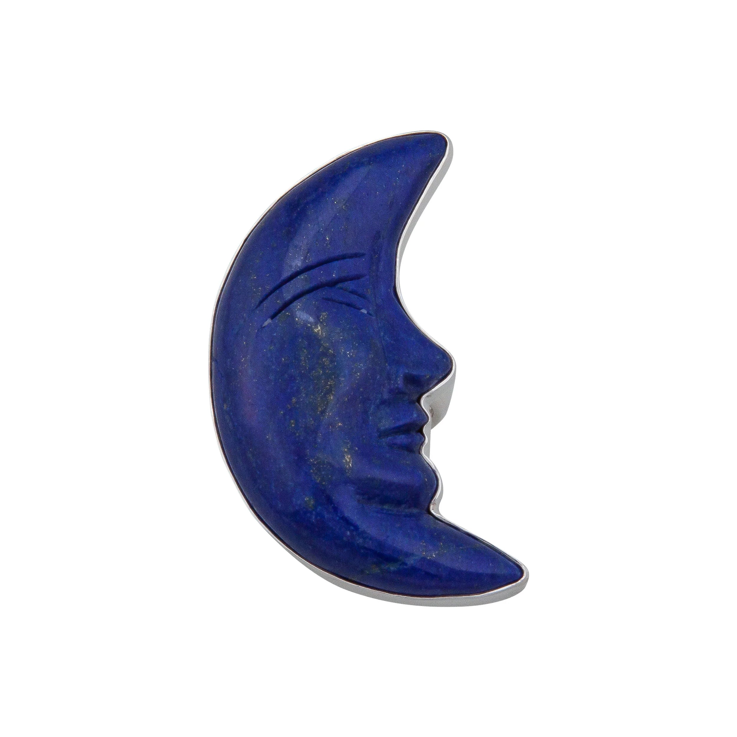 Sterling Silver Lapis Lazuli Crescent Moon Adjustable Ring