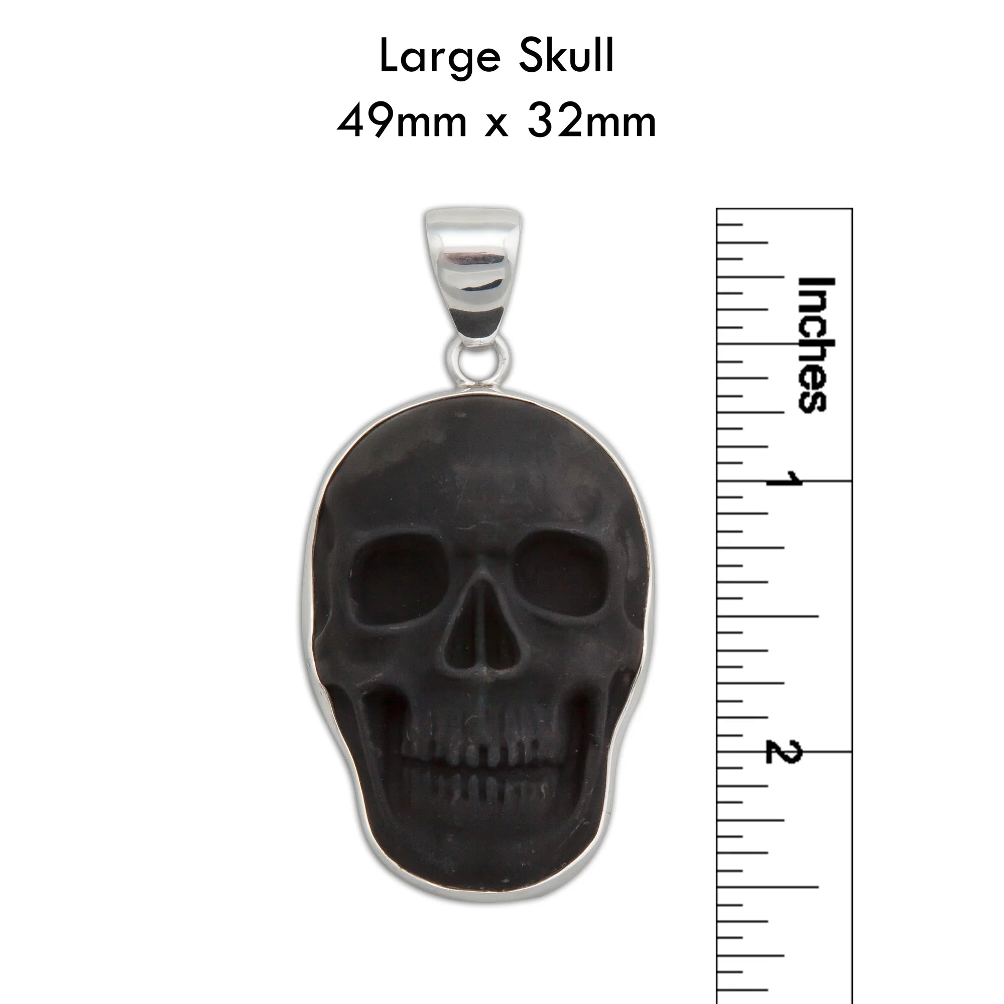 Sterling Silver Large Obsidian Skull Pendant