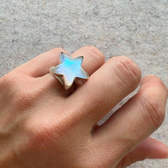 Sterling Silver Luminite Star Adjustable Ring