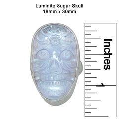 Sterling Silver Luminite Sugar Skull Adjustable Ring