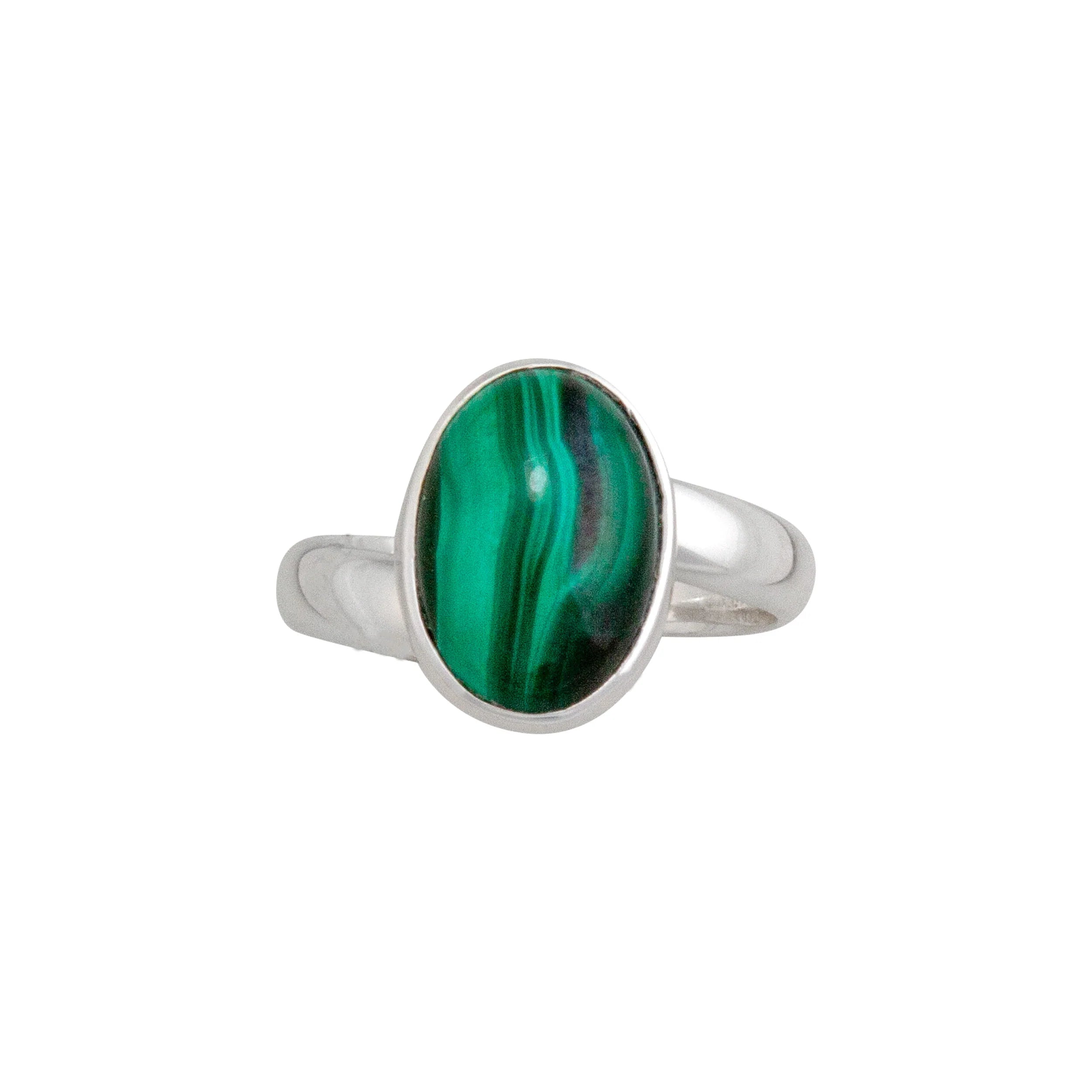 Sterling Silver Malachite Petite Adjustable Ring