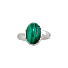 Sterling Silver Malachite Petite Adjustable Ring
