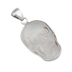 Sterling Silver Clear Quartz Skull Pendant - Medium