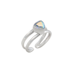 Sterling Silver Mercury Mist Trillion Adjustable Cuff Ring