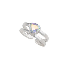 Sterling Silver Mercury Mist Trillion Adjustable Cuff Ring