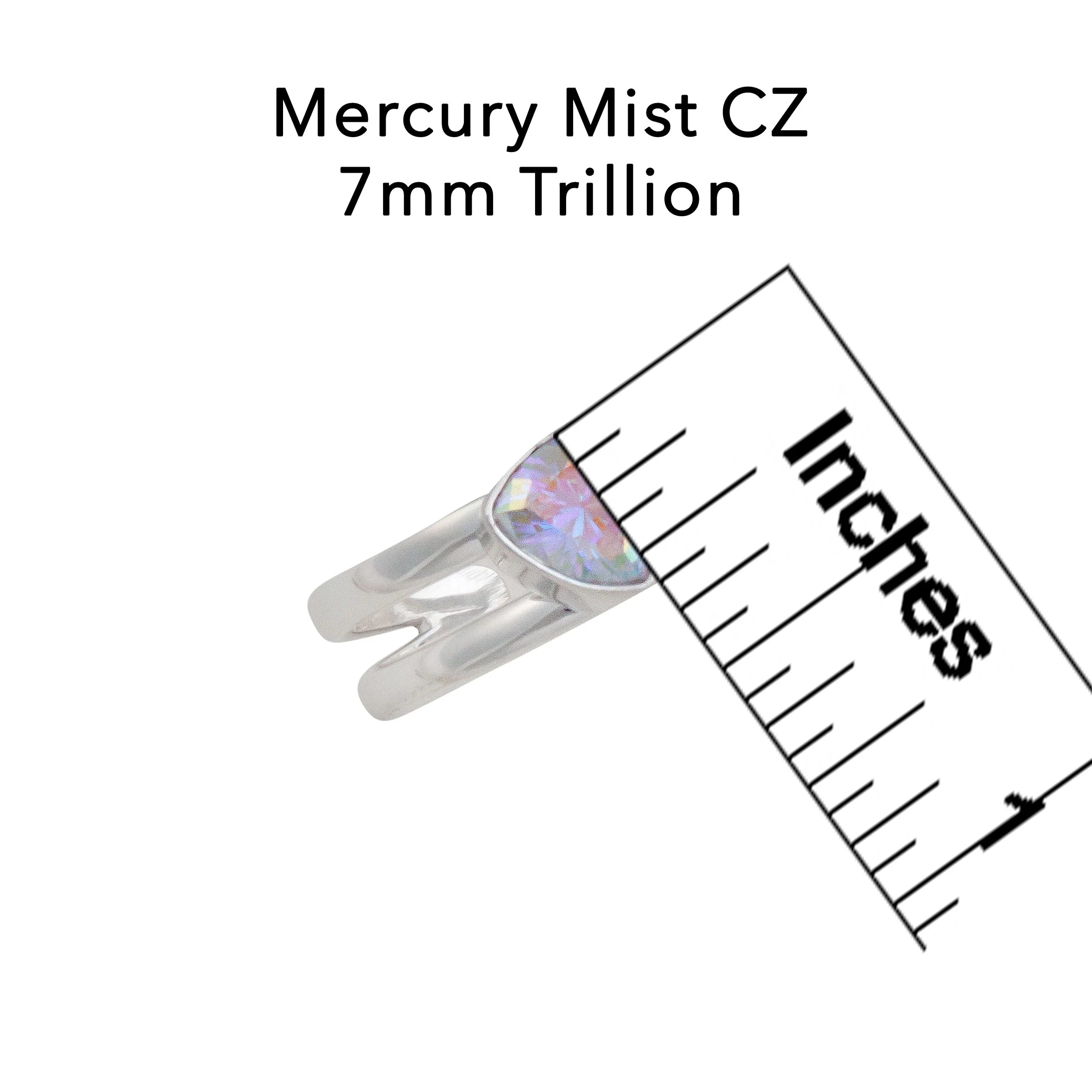 Sterling Silver Mercury Mist Trillion Adjustable Cuff Ring