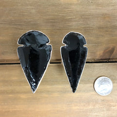 Sterling Silver Obsidian Arrowhead Adjustable Ring - Night Warrior