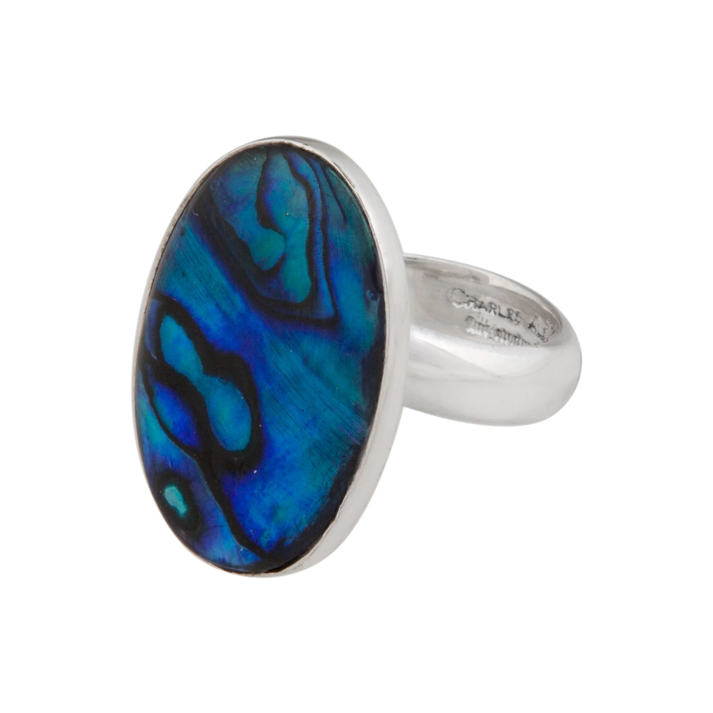 Sterling Silver Blue Abalone Adjustable Ring
