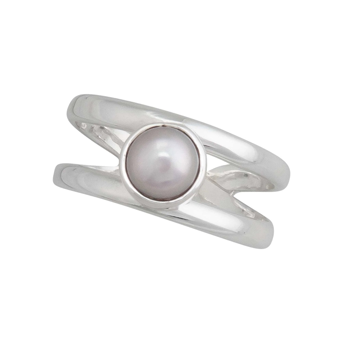 Sterling Silver Pearl Adjustable Cuff Ring