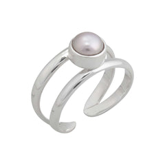 Sterling Silver Pearl Adjustable Cuff Ring