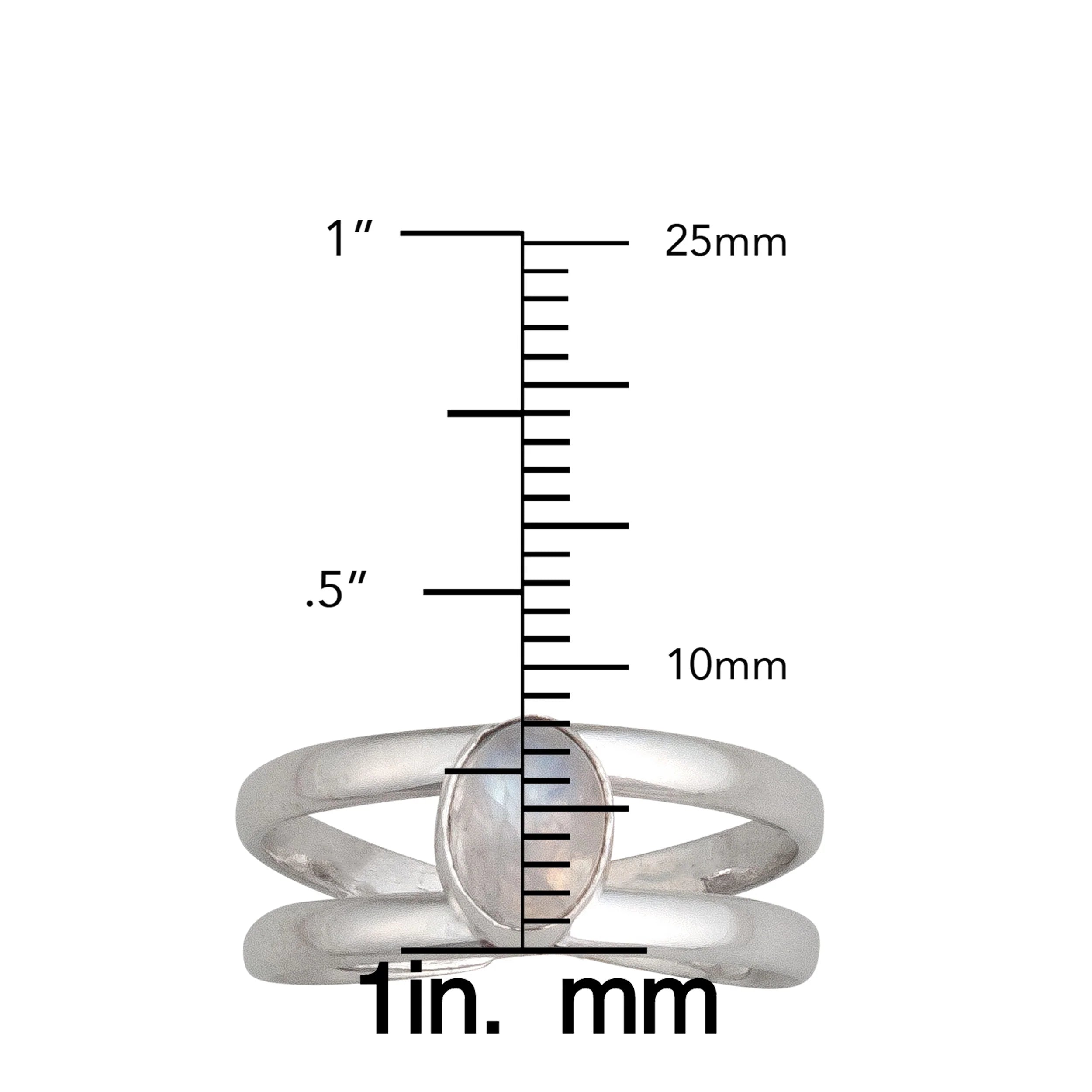 Sterling Silver Rainbow Moonstone Adjustable Cuff Ring