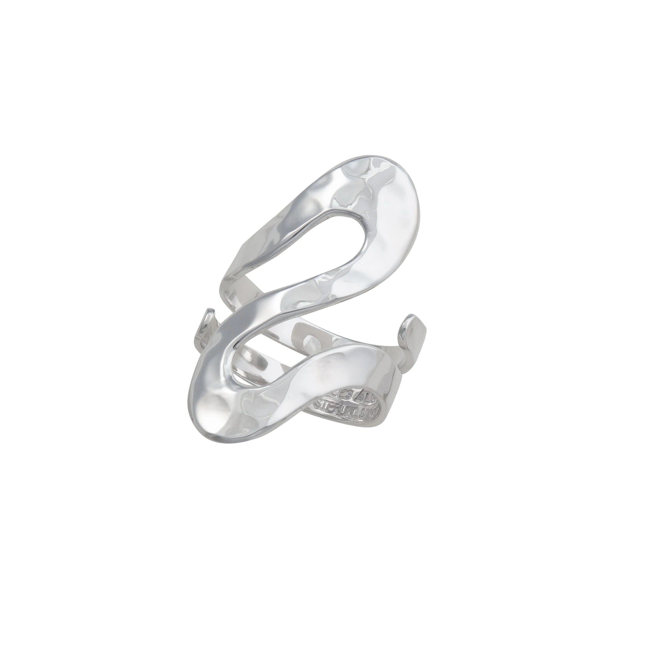 Sterling Silver Serpentine Hammered Adjustable Ring