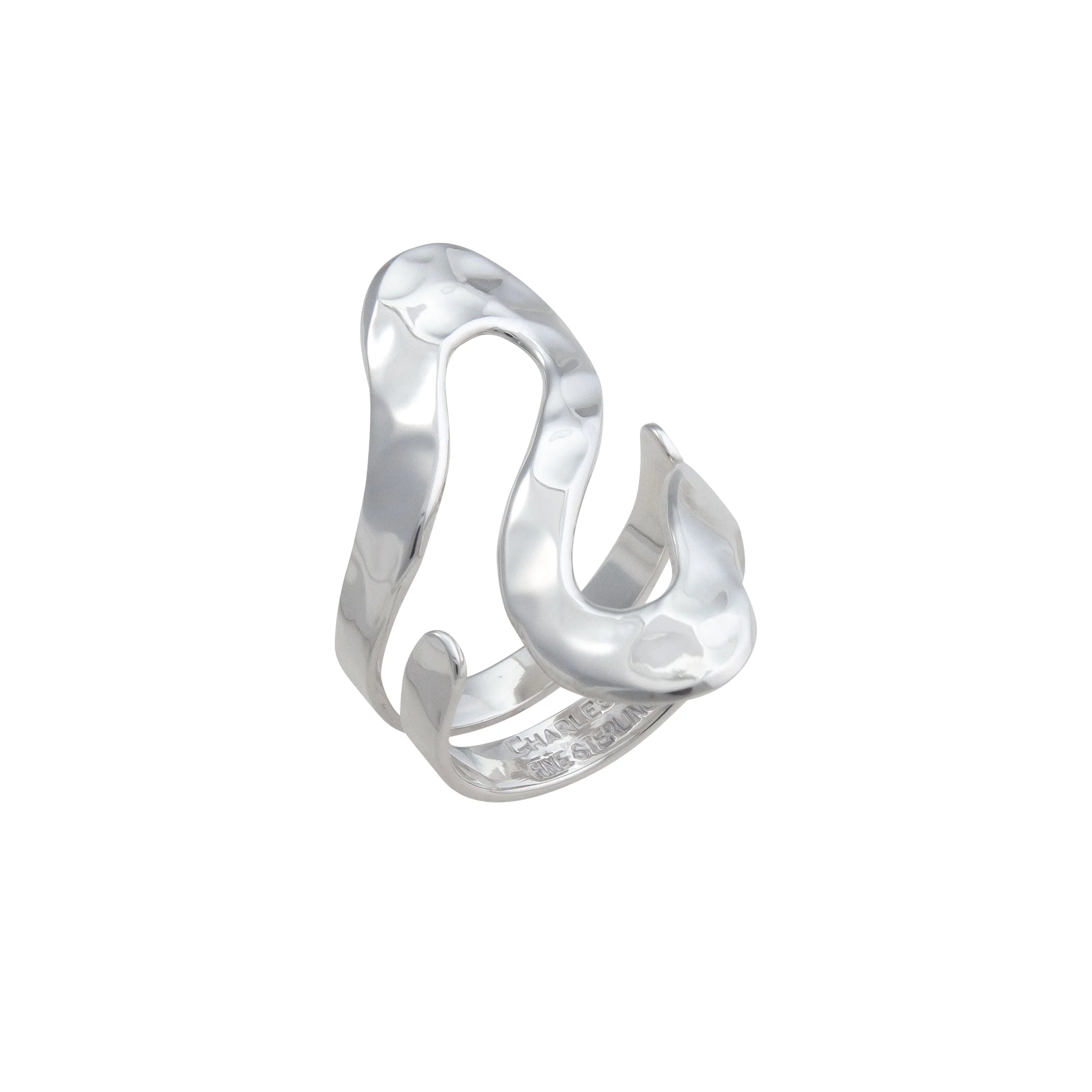 Sterling Silver Serpentine Hammered Adjustable Ring