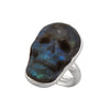 STERLING SILVER EXTRA SMALL LABRADORITE SKULL ADJUSTABLE RING