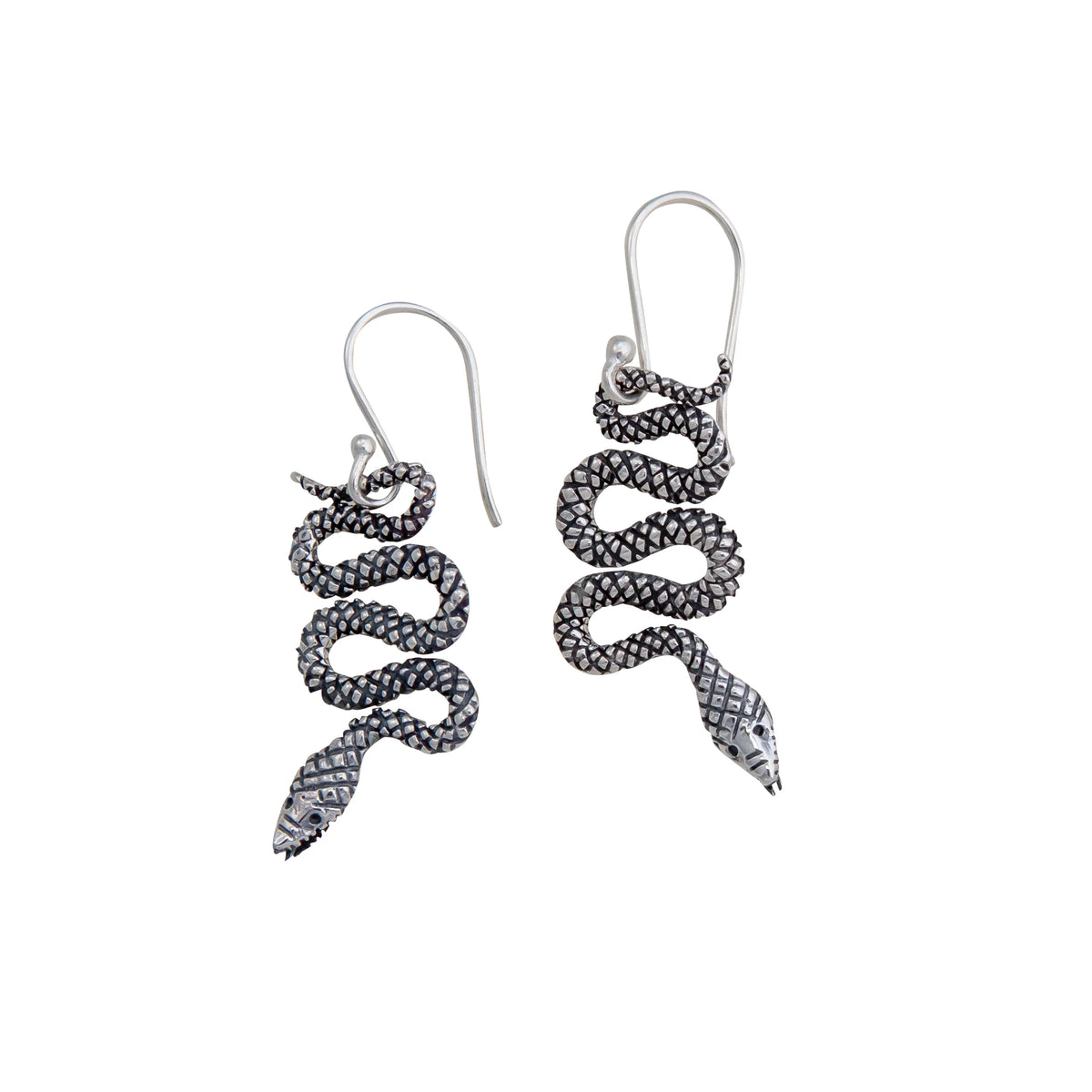 Sterling Silver Snake Drop Earrings