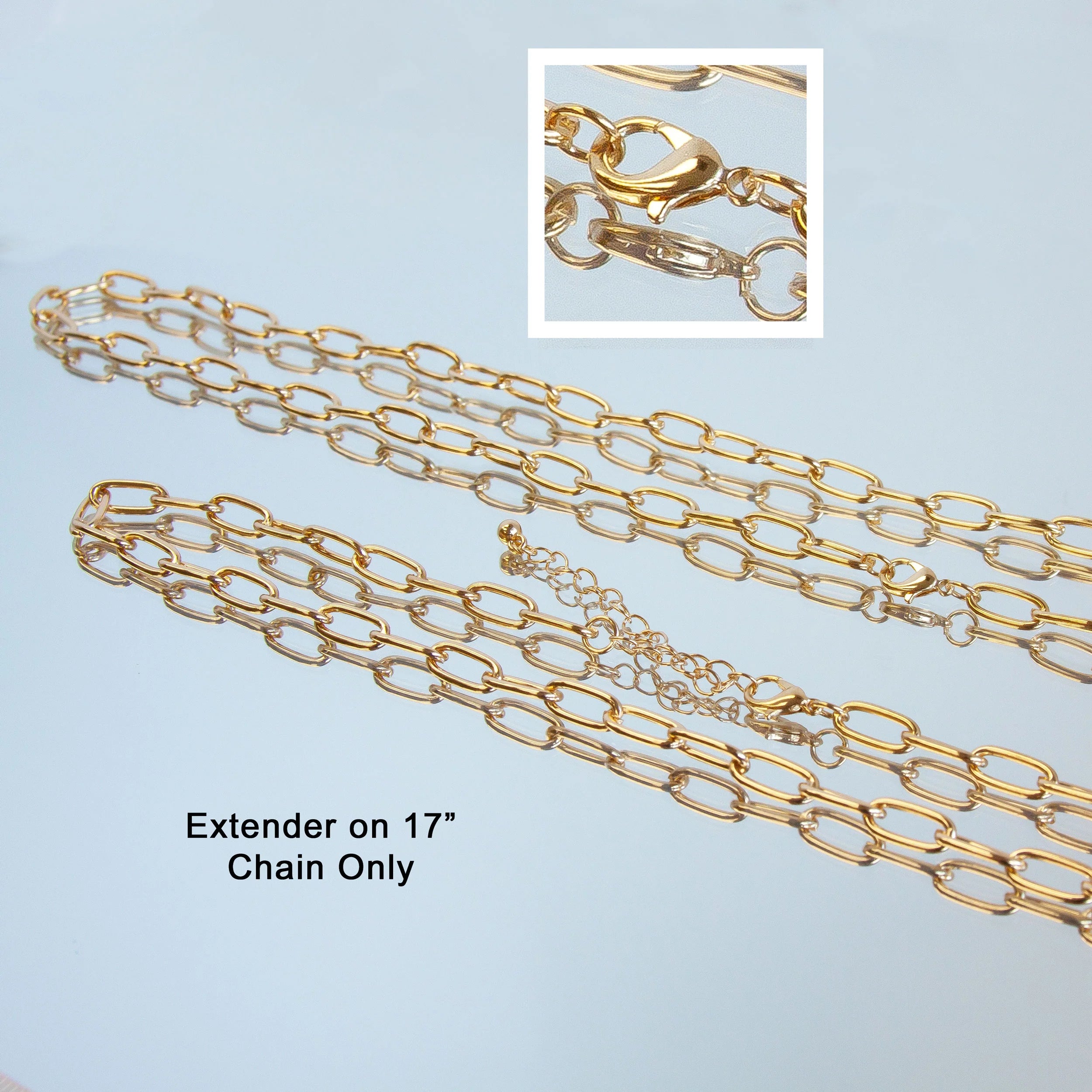 GOLD TONE BASE METAL PAPERCLIP CHAIN WITH LOBSTER CLAW CLASP