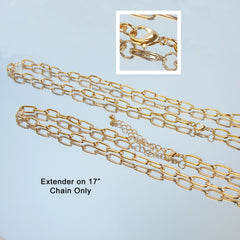 GOLD TONE BASE METAL PAPERCLIP CHAIN WITH LOBSTER CLAW CLASP