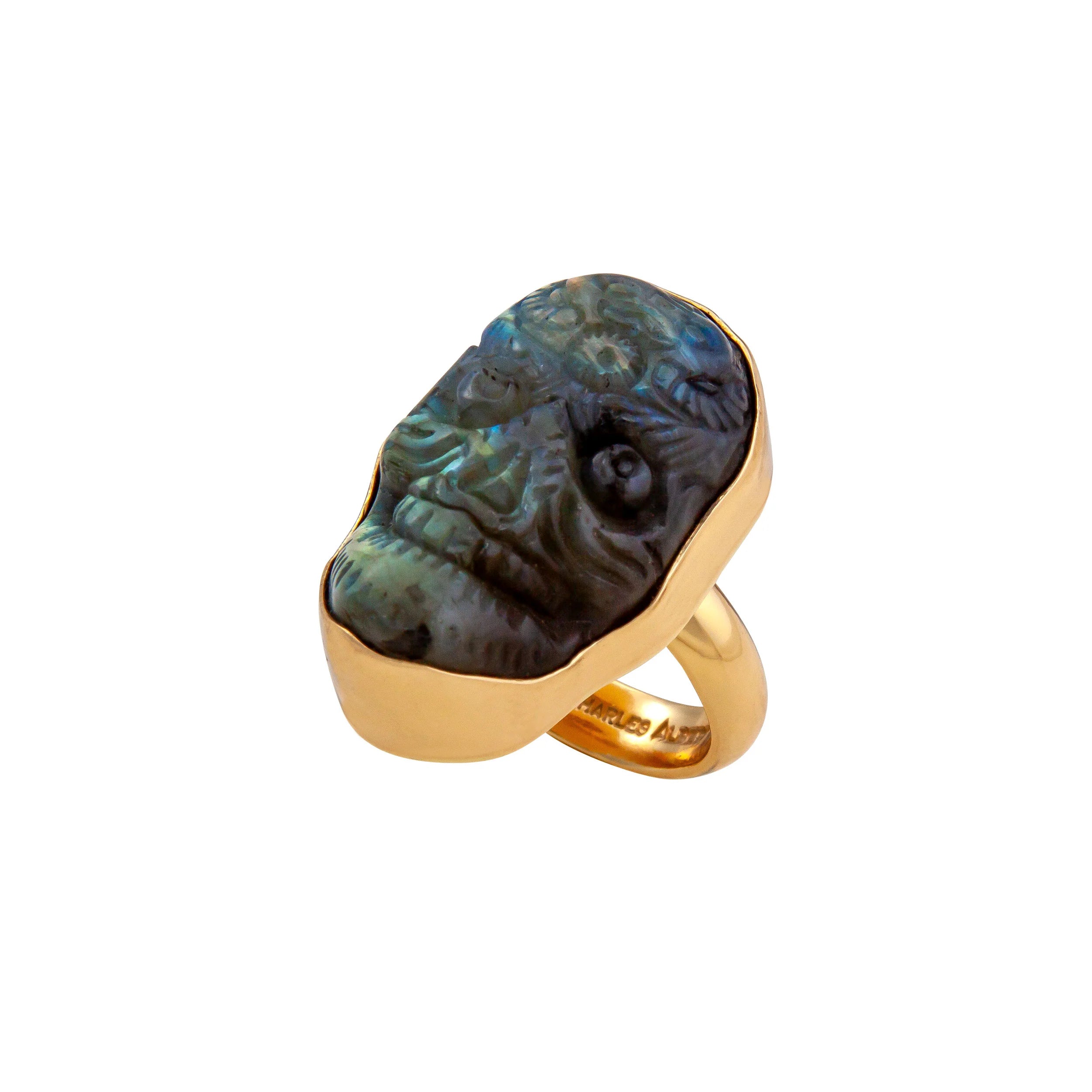 Alchemia Labradorite Sugar Skull Adjustable Ring