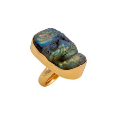 Alchemia Labradorite Sugar Skull Adjustable Ring