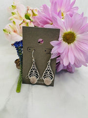 Silver Rose Quartz Drop Earrings