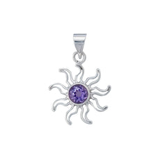 STERLING SILVER AMETHYST SUN PENDANT