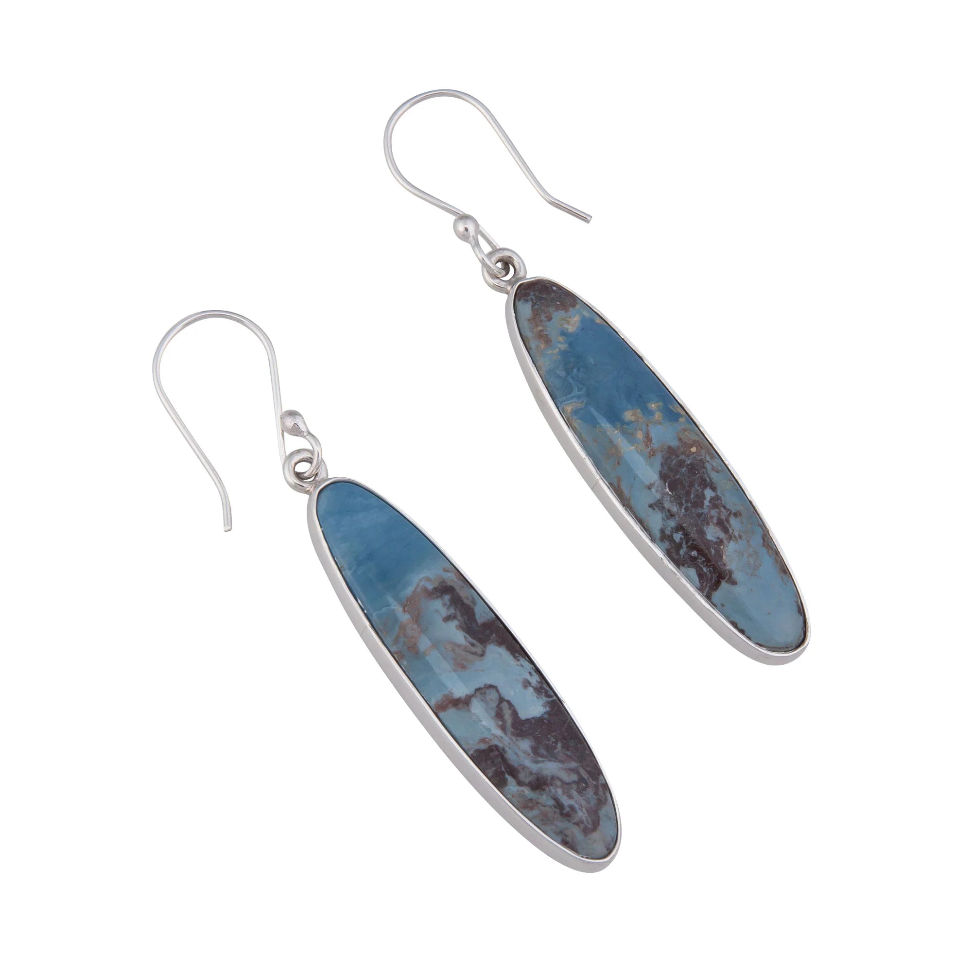 STERLING SILVER AZTEC LAPIS DROP EARRINGS