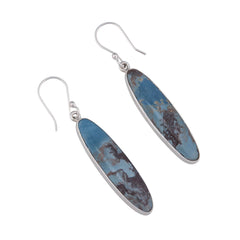 STERLING SILVER AZTEC LAPIS DROP EARRINGS