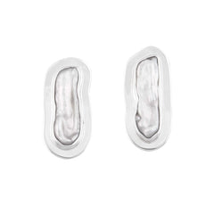 STERLING SILVER BIWA PEARL CLIP EARRINGS