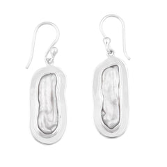 STERLING SILVER BIWA PEARL DROP EARRINGS