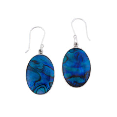 STERLING SILVER BLUE ABALONE DROP EARRINGS