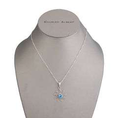 Sterling Silver Blue Topaz Sun Pendant