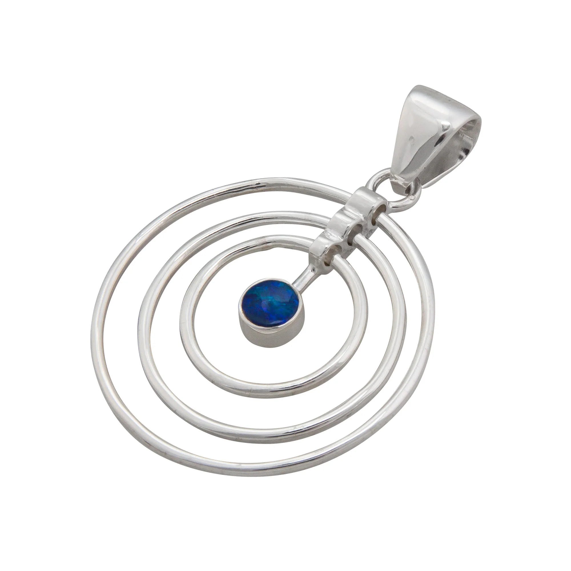 STERLING SILVER DARK BLUE OPAL INFINITY PENDANT