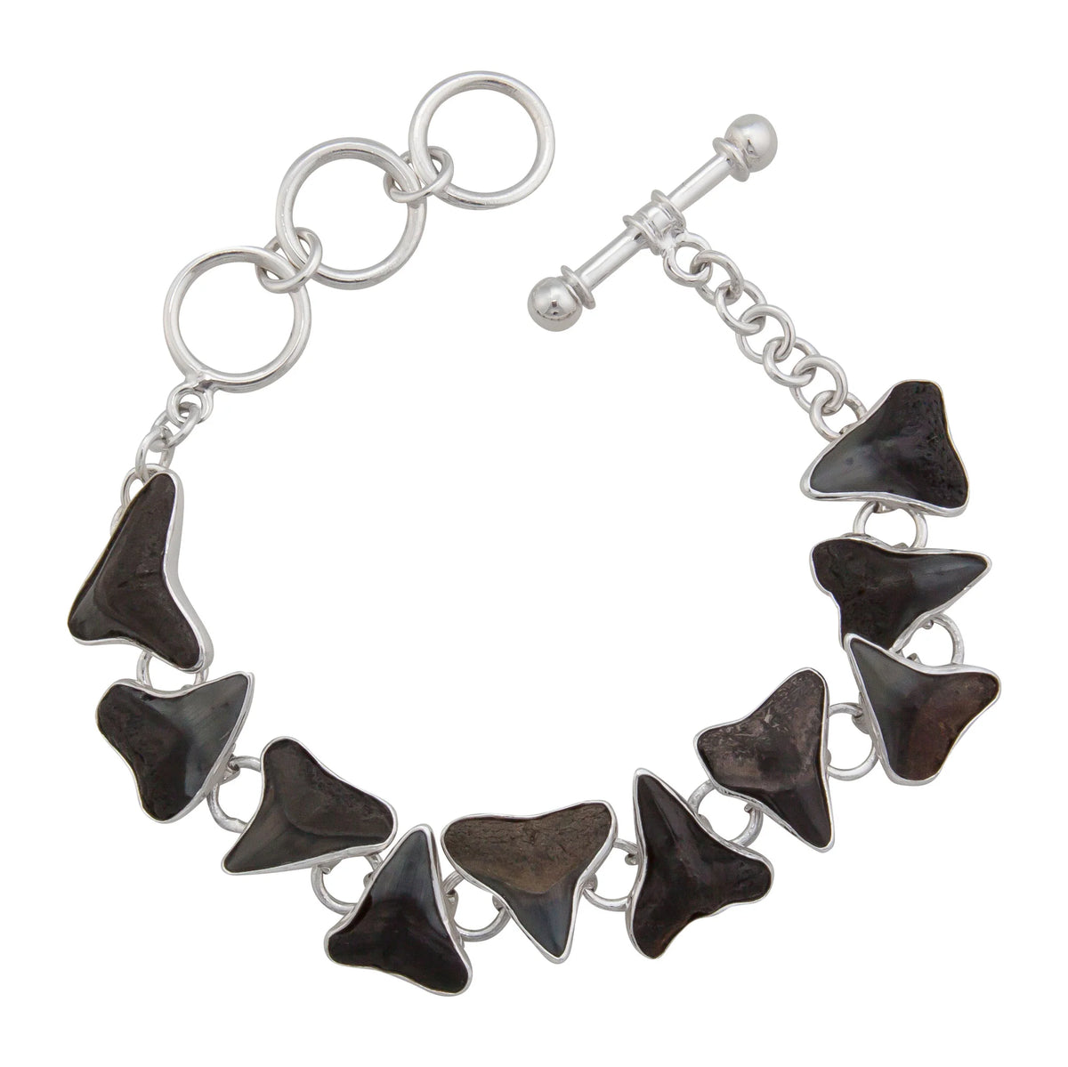 STERLING SILVER FOSSIL SHARK TEETH BRACELET