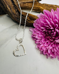 STERLING SILVER HAMMERED HEART CHARM PENDANT